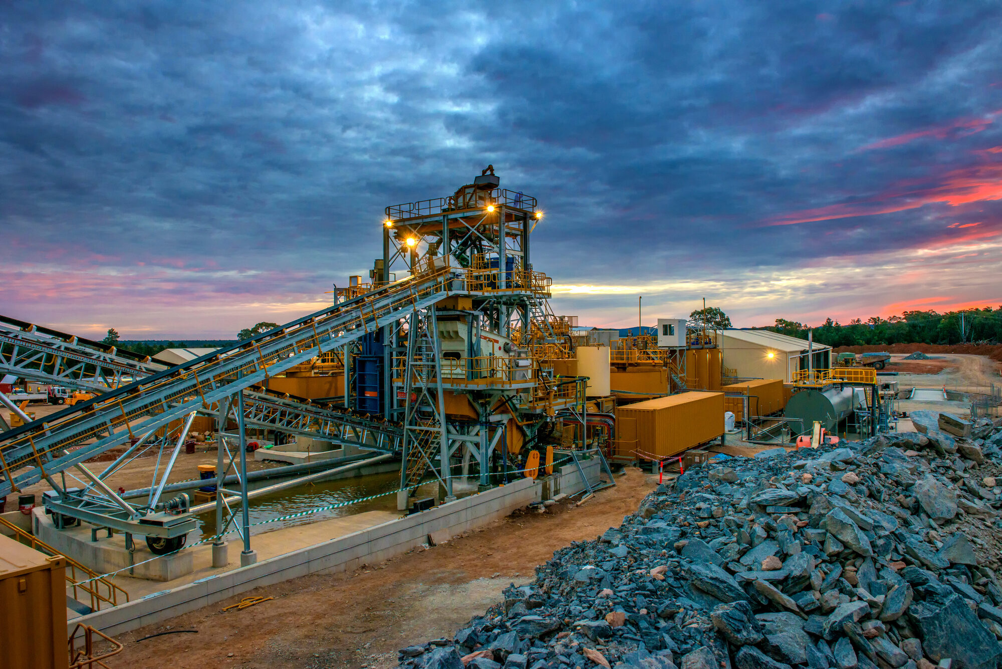 Precious metal refinery at dusk